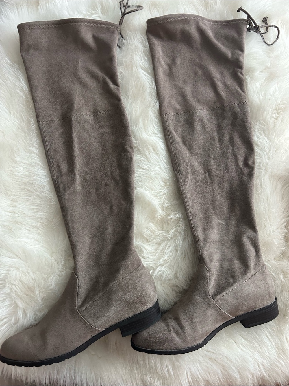 Unisa Over-the-Knee faux Suede Boots in Taupe Gray - Picture 3 of 11